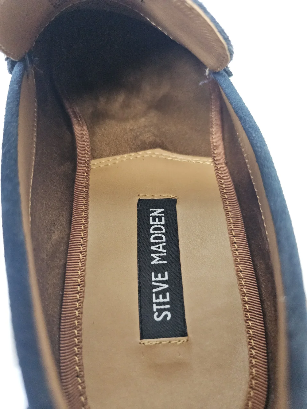 Steve Madden Navy Suede Bit Loafers with Brass Hardware